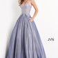 Jovani JVN2206 Black Prom Dress Embellished Ball gown Shimmer Lace Pockets size 10