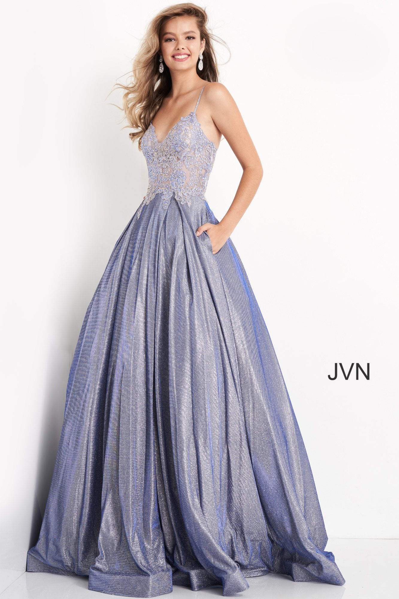 Jovani JVN2206 Black Prom Dress Embellished Ball gown Shimmer Lace Poc ...