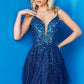 Jovani JVN22541 Short Fit & Flare Shimmer Sequin Formal Homecoming dress Cocktail Gown Jovani style JVN22541. This aline style dress features a plunging v cut neckline, and thin straps for support. This fully beaded top is covered in sparkling sequins and glitter, while the glitter tulle skirt has just the right amount of shine to it. The back of this dress has a low v cut opening and features a short zip up closure.  Sizes: 00-24  Colors: Ivory, Navy