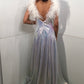 Jovani JVN24164 Iridescent White Long A Line Evening Dress with Feather Straps back