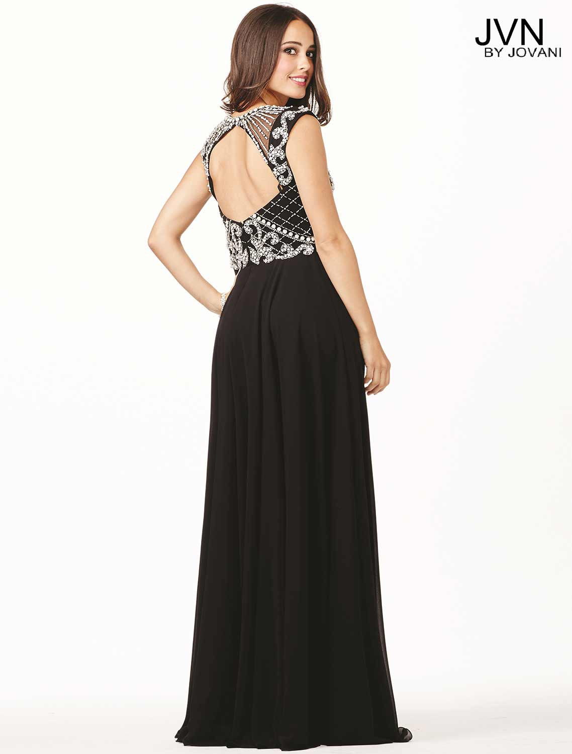 Jovani JVN31435 Size 6 Long Fitted Cutout Formal Dress Sheer Back High Neck