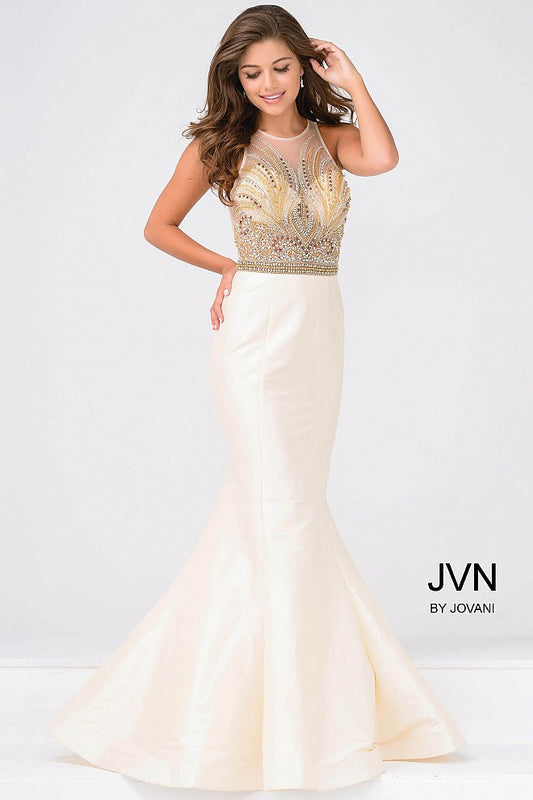JVN by Jovani 47813 Size 4 nude mermaid gown prom pageant
