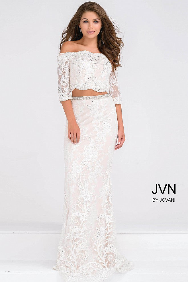 Jovani JVN47915 Size 8 Lace two Piece Dress Formal Evening gown