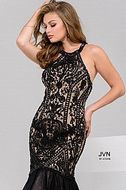 Jovani JVN 48702 size 8 Black mermaid prom dress Beaded High Neck Gown