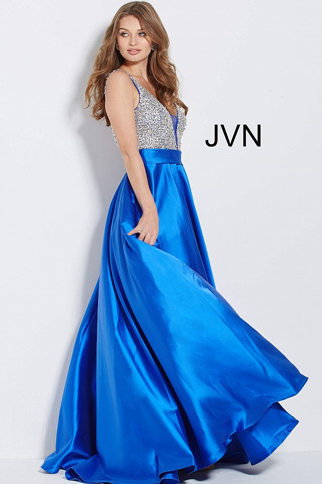 Jovani JVN 55754 Size 6 Royal Beaded A Line Ballgown Prom Dress V Neck