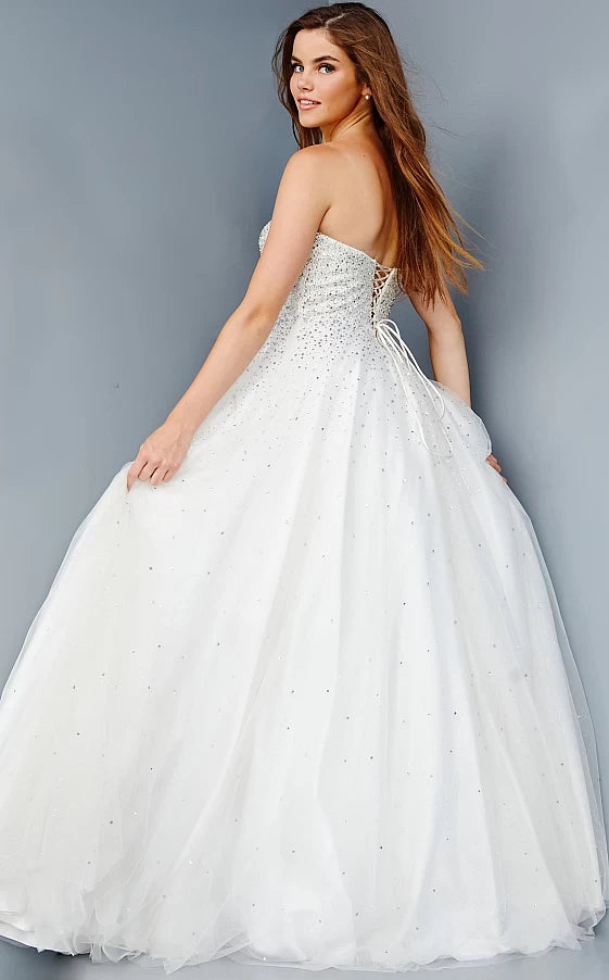 Jovani JVN65664 Strapless Embellished Tulle Ballgown Prom Dress Embellished Corset