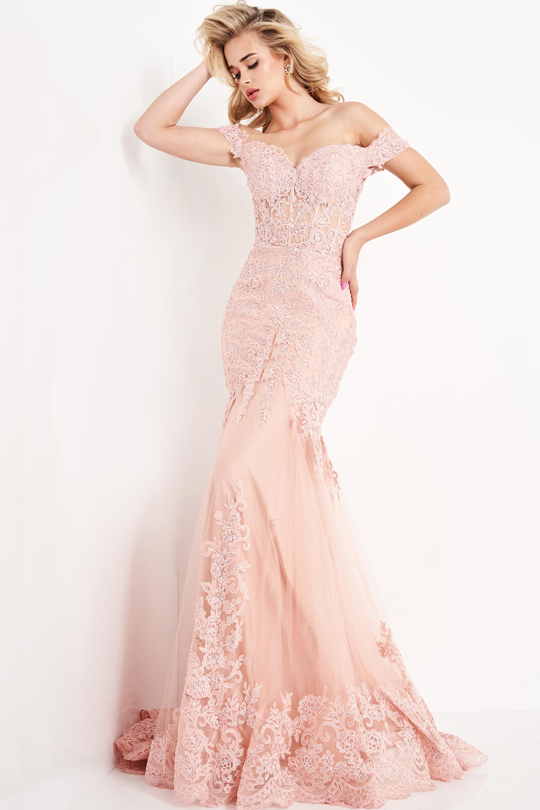 JVN65688A_Blush-prom-dress-front-off-the-shoulder-lace-mermaid