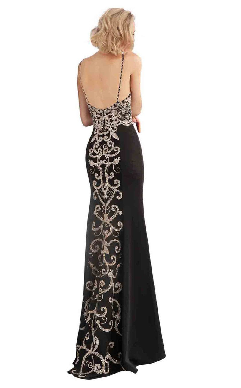 Jovani JVN66059 Size 2, 10 Black Long sheer Embroidered lace prom dress Sheer formal gown