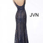 JVN66960 is a Long Fitted Sequin Embellished Prom Dress with slight flare skirt. V neckline with Embellished spaghetti straps and Midrise V Back.