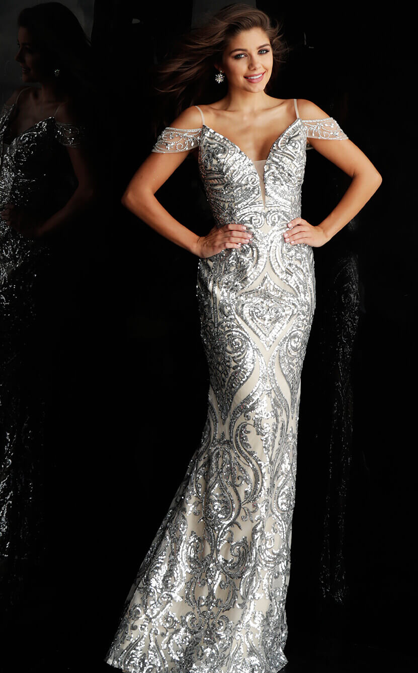 Cinderella Divine - Fitted Silver Strapless Glitter Gown CR863 – LA TOP  DIVAS