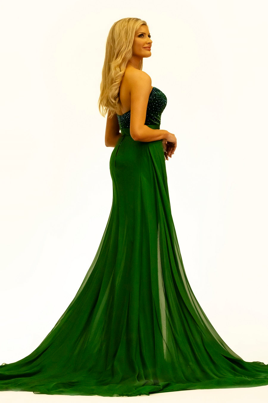 Johnathan-Kayne-2306-emerald-evening-pageant-dress-back-strapless-embellished-stretch-velvet-slit-overskirt