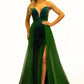 Johnathan-Kayne-2306-emerald-evening-pageant-dress-front-strapless-embellished-stretch-velvet-slit-overskirt