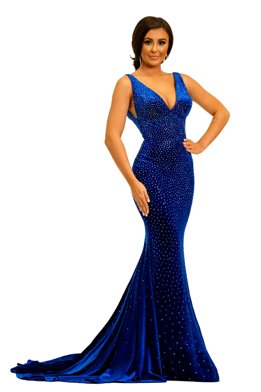 Johnathan-Kayne-2308-royal-prom-dress-front-embellished-v-neckline-velvet-train