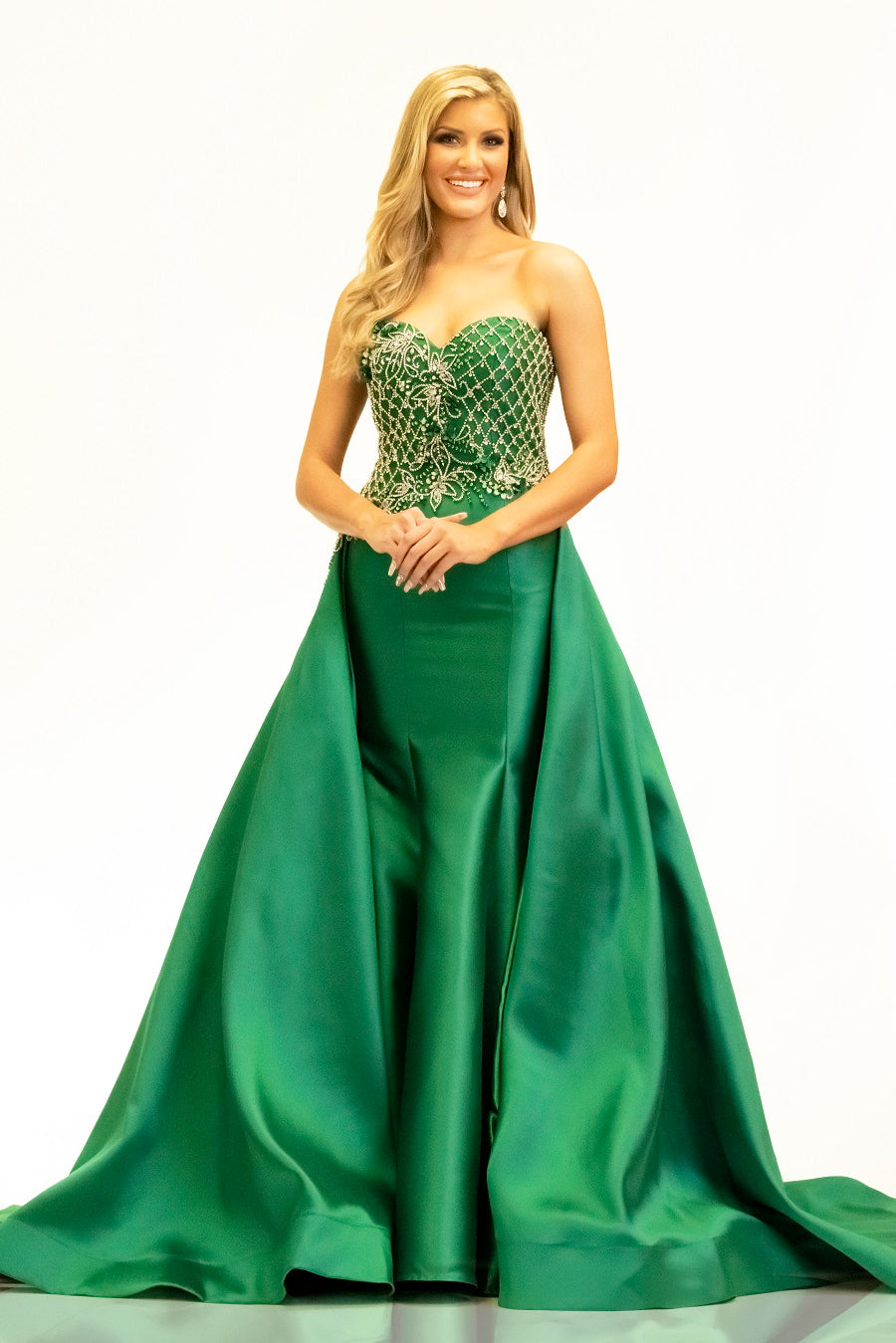 Johnathan-Kayne-2333-emerald-green-pageant-dress-front-sweetheart-neckline-strapless-embellished-bodice-mermaid-overskirt