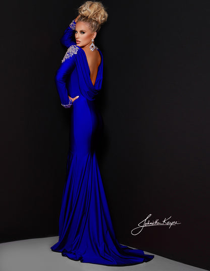 Johnathan-Kayne-2436-Royal-evening-dress-long-sleeved-high-neckline-swoop-cowl-back-long-stretch-lycra.jpeg