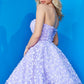 Jovani-02564-Lilac-Lace-Cocktail-Dress-back-Strapless-fit-and-flare-Homecoming-DressJovani 02564 is a short Fit & Flare cocktail dress perfect for homecoming, wedding reception, prom & More! Strapless straight neckline with a fitted bodice covered in 3D floral Appliques. Pockets in the flared skirt. Corset Lace up back.  Available Sizes: 00,0,2,4,6,8,10,12,14,16,18,20,22,24  Available Colors: White, Light Blue, Lilac