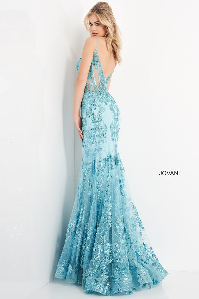 Jovani 3675 Prom Dress. Shine like a Diamond in Jovani 3675! This Gown Features an Embellished Sheer Corset Style Bodice with a Deep V Neckline. Mermaid Silhouette with a Glitter & Crystal Overlay on Tulle. 
