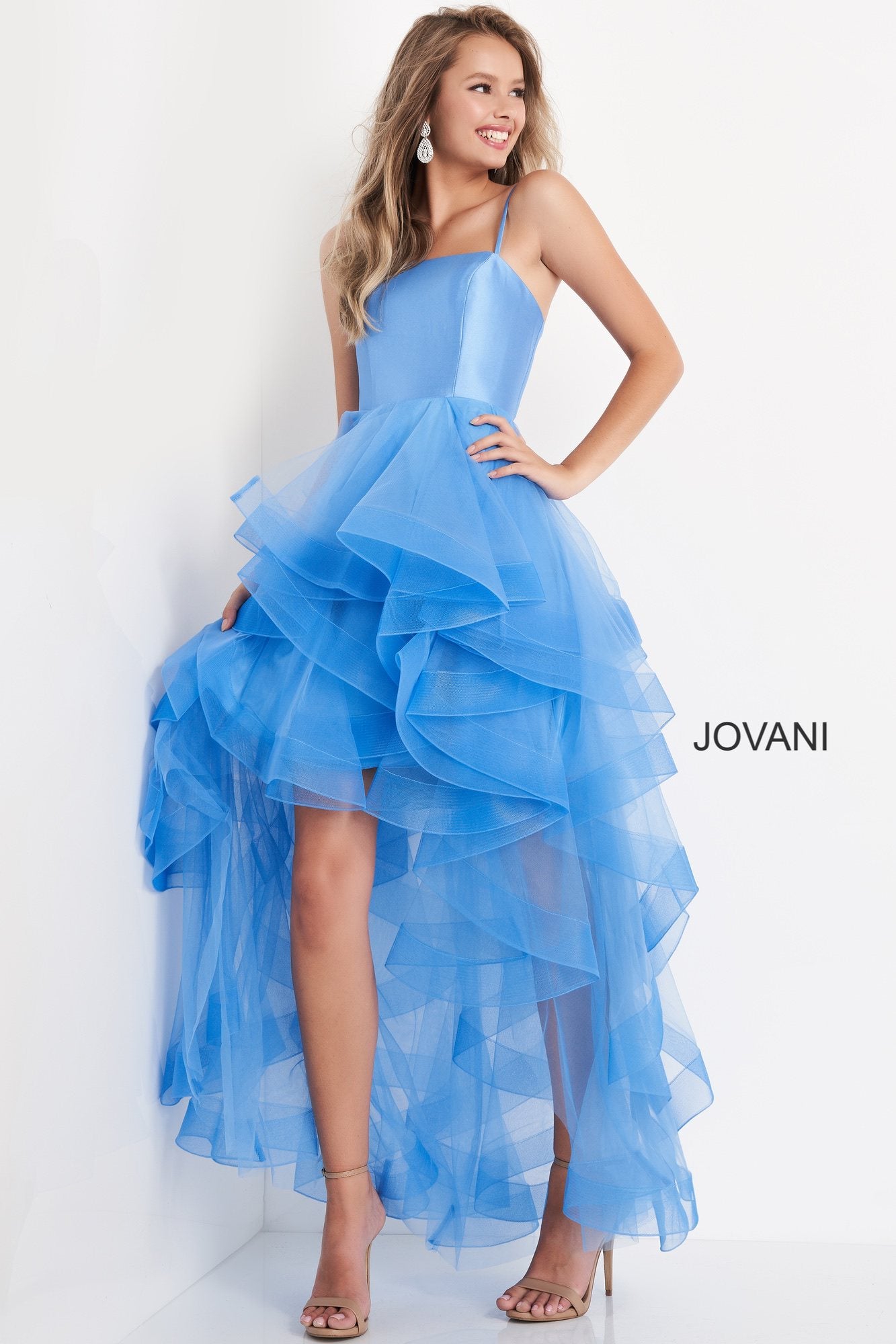 Jovani Kids K66708 Tulle Ruffle High Low Girls Formal Dress Party Gown Glass Slipper Formals Jovani Kids K66708 Tulle Ruffle High Low Girls Formal Dress Party Gown Glass Slipper Formals