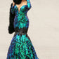 Johnathan Kayne Sydney's Closet JK2010 Size 18 sequin prom dress Long Sleeve mermaid