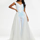 Ashley Lauren 1739 Long Organza Overskirt Wire Hem Pageant Prom Layer Ivory