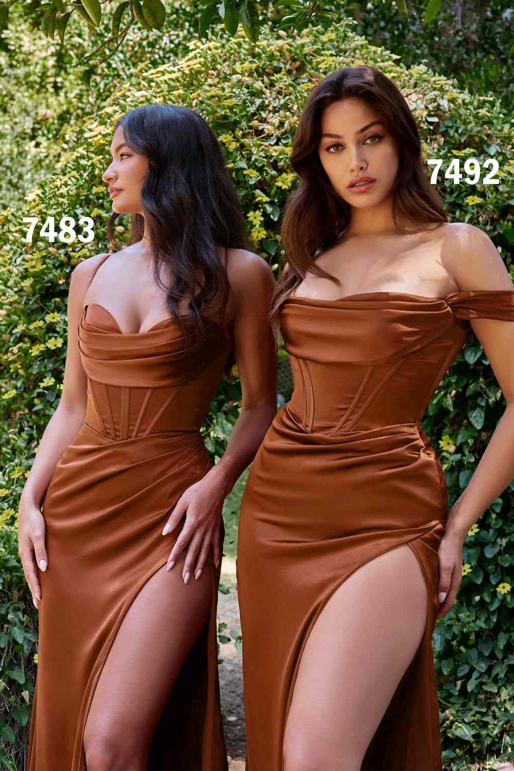 Ladivine 7492C Bridesmaids Dress Plus Sized Corset Prom Dress Satin Off the Shoulder Maxi Slit 20 / Sienna Ladivine 7492C Bridesmaids Dress Plus Sized Corset Prom Dress Satin Off the Shoulder Maxi Slit 20 / Sienna