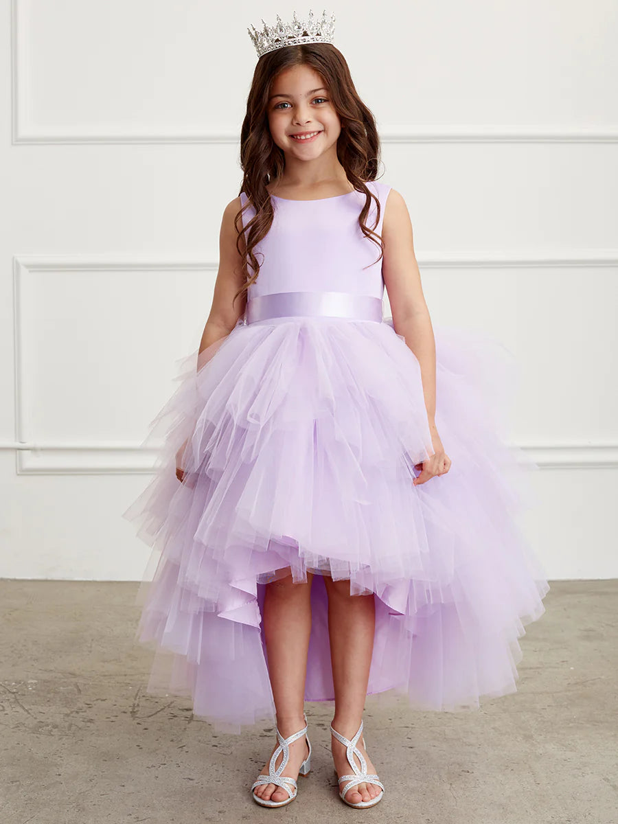 Tip Top 5658 Girls Layered Tulle High Low Skirt Formal Dress Satin For – Glass Slipper Formals