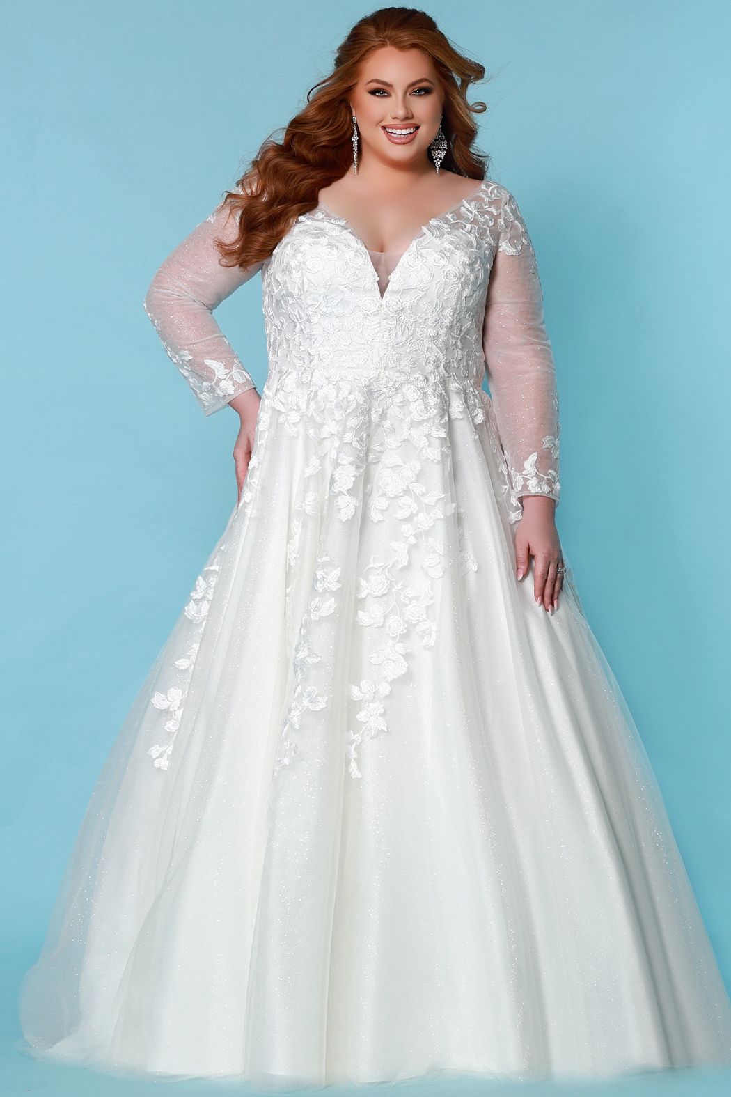Sydney's Closet SC5267 A line Wedding Dress lace long sheer sleeves SC 5267 Shirley