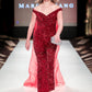 Marc-Defang-8046-Red-Jumpsuit-front-off-the-shoulder-sequins-organza-wire-hem-cape