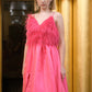 Marc Defang 8170 size 0 Hot Pink Ball gown Prom Dress Pageant feather top A line Slit