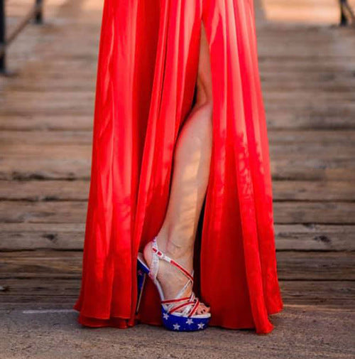 Marc Defang Marc Tops USA Red White & Blue Crystal Pageant Heels Shoes 7.5 Marc Defang Marc Tops USA Red White & Blue Crystal Pageant Heels Shoes 7.5