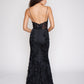 Nina Canacci 2240 Black Lace Prom Dress Fitted Evening Pageant Gown Floral Lace size 14