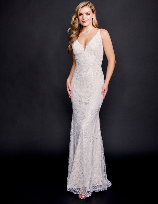 Nina Canacci 2347 Wedding Dress Embellished Design Sequins Pearls Fitted Bridal Gown Colors:  Ivory