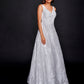 Nina Canacci 2348 Wedding Dress 3D Flowered Lace Ivory or Ivory Blue V neckline A Line Bridal Gown  Colors:  Ivory Blue
