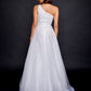 Nina Canacci 2351 One Shoulder Wedding Dress Pearl Embellished Lace A Line Bridal Gown  Color:  Ivory