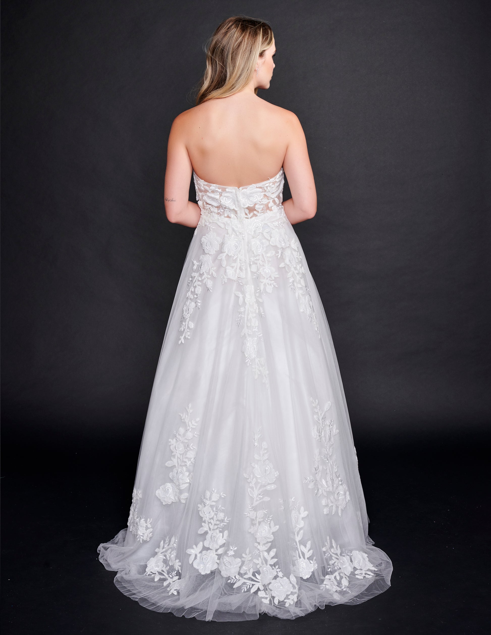 Nina Canacci 2361 Ivory Wedding Dress Sweetheart Neckline A Line Floral Lace Ballgown Strapless