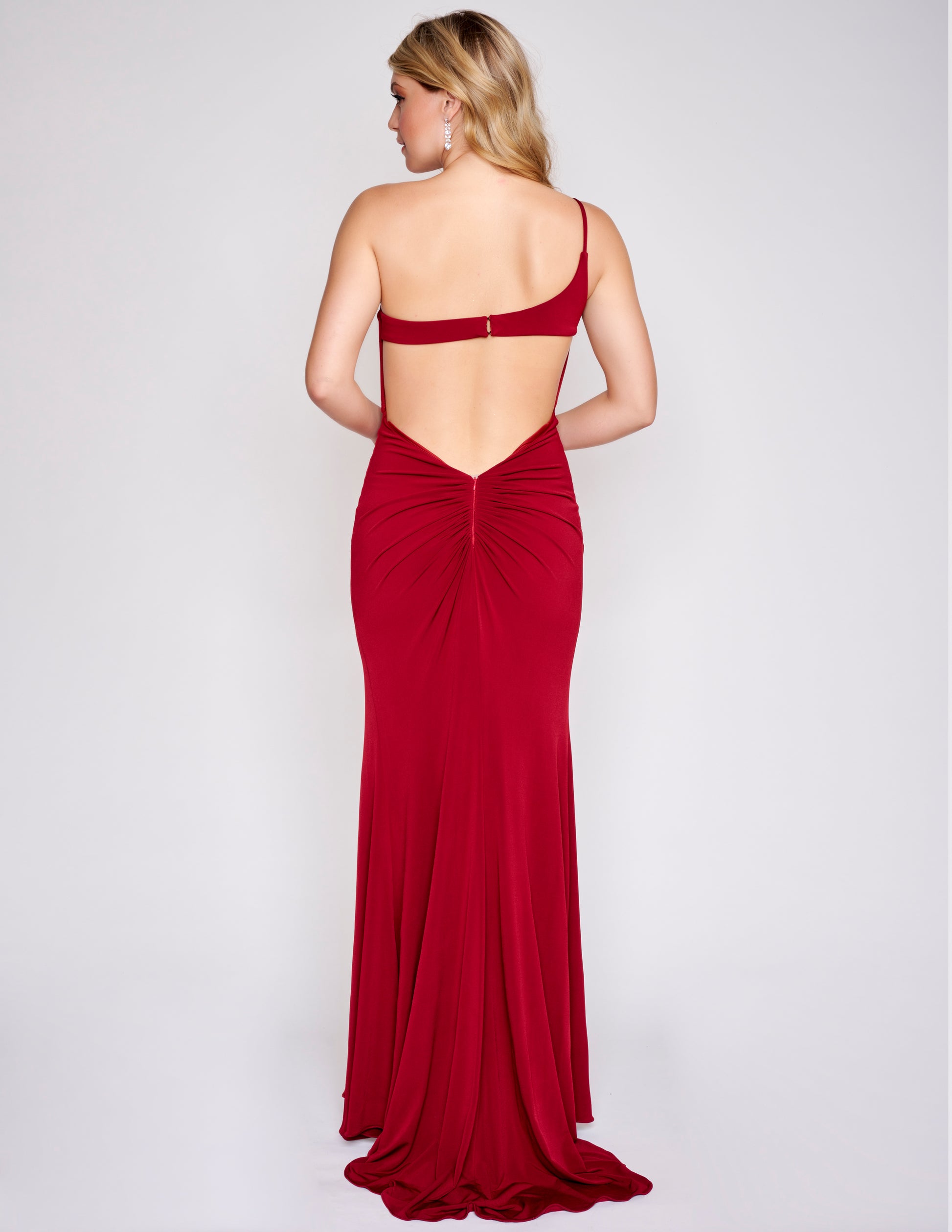 Nina Canacci 2370 One Shoulder Prom Dress Evening Gown Cutout Back Slit Backless