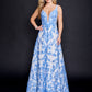 Nina Canacci 3227 Ivory Blue Lace Wedding Dress A Line Plunging V Neckline Sheer Panels