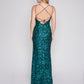 Nina Canacci 4309 Sequined Prom Dress Scoop Neckline Lace Up Back Slit