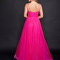 Nina Canacci 6580 A Line Glitter Tulle Prom Dress with Slit Ruched Bodice and Horsehair Trim back