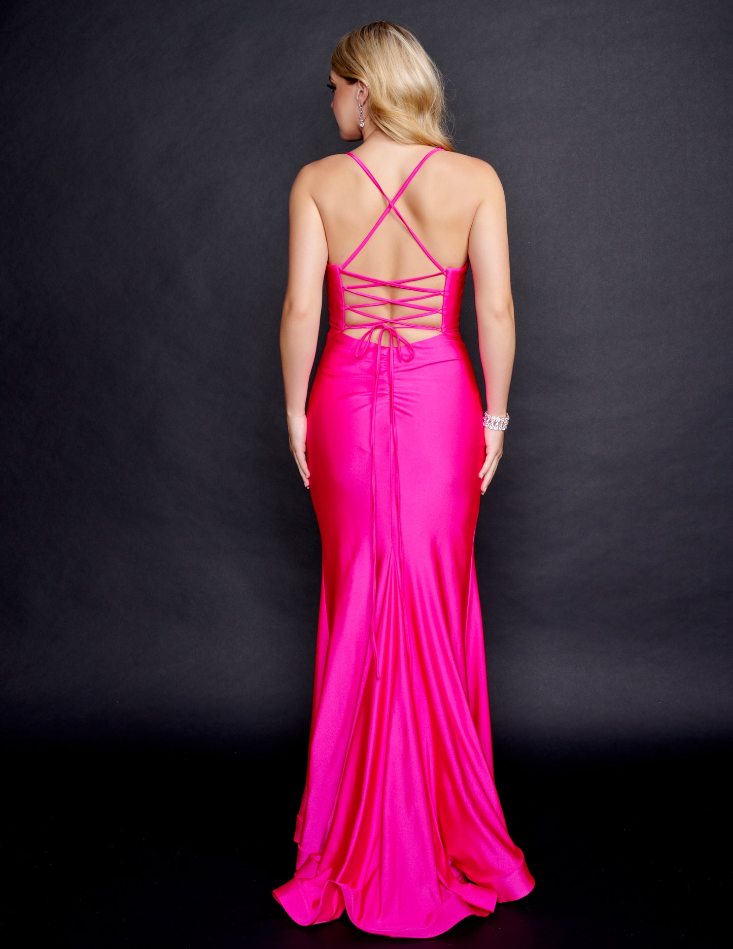 Nina Canacci 7505 Sweetheart Neckline Long Prom, Pageant and Evening Dress with spaghetti straps that lead to a corset back
