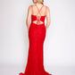 Nina Canacci 7509 Long Lace Prom Dress with a Cutout Corset Back fit and flare style with slit