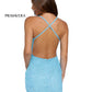 Primavera Couture 3352 Short Fitted Beaded & Sequin Embellished Formal cocktail dress. V Neckline with open back and criss cross beaded straps. Formal Homecoming Dress  Available Sizes: 8  Available Colors: Turquoise