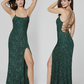 Primavera-Couture-3290-Forest-Green-Prom-Dress-front-back-sequins-scoop-neckline-lace-up-tie-back-slit