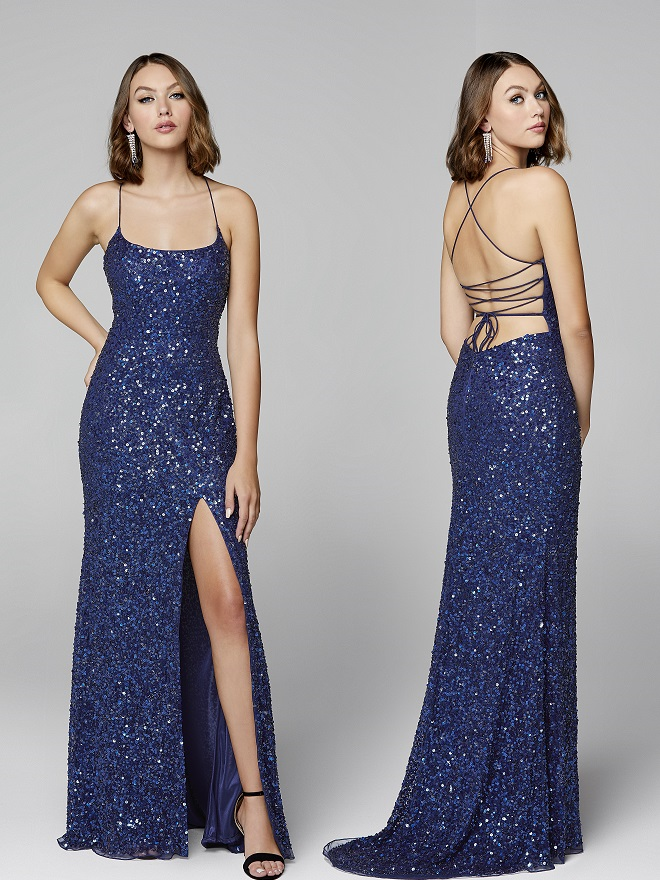 Primavera-Couture-3290-Midnight-Blue-Prom-Dress-front-back-sequins-scoop-neckline-lace-up-tie-back-slit