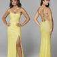 Primavera-Couture-3290-Yellow-Prom-Dress-front-back-sequins-scoop-neckline-lace-up-tie-back-slit
