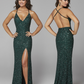 Primavera-Couture-3291-Forest-Green-Prom-Dress-Front-Back-Exclusive-Sequins-V-Neckline-Backless-Slit