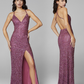 Primavera-Couture-3291-Raspberry-Prom-Dress-Front-Back-Exclusive-Sequins-V-Neckline-Backless-Slit