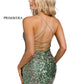 Primavera Couture 3301 short beaded homecoming dress with floral beaded sequin details cocktail dress v neckline open back criss cross tie fitted short prom dress. Stunning V Neck Fitted Fully sequin embellished short cocktail homecoming gown. corset lace up open back with spaghetti straps. great homecoming gown. Hand beading along sides to accentuate curves.