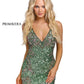 Primavera Couture 3301 short beaded homecoming dress with floral beaded sequin details cocktail dress v neckline open back criss cross tie fitted short prom dress. Stunning V Neck Fitted Fully sequin embellished short cocktail homecoming gown. corset lace up open back with spaghetti straps. great homecoming gown. Hand beading along sides to accentuate curves.
