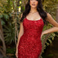Primavera-Couture-3351-RED-Cocktail-Dress-front-scoop-neckline-short-fitted-sequins-lace-up-back